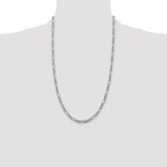 Sterling Silver 4.3mm Pav‚ Flat Figaro Chain