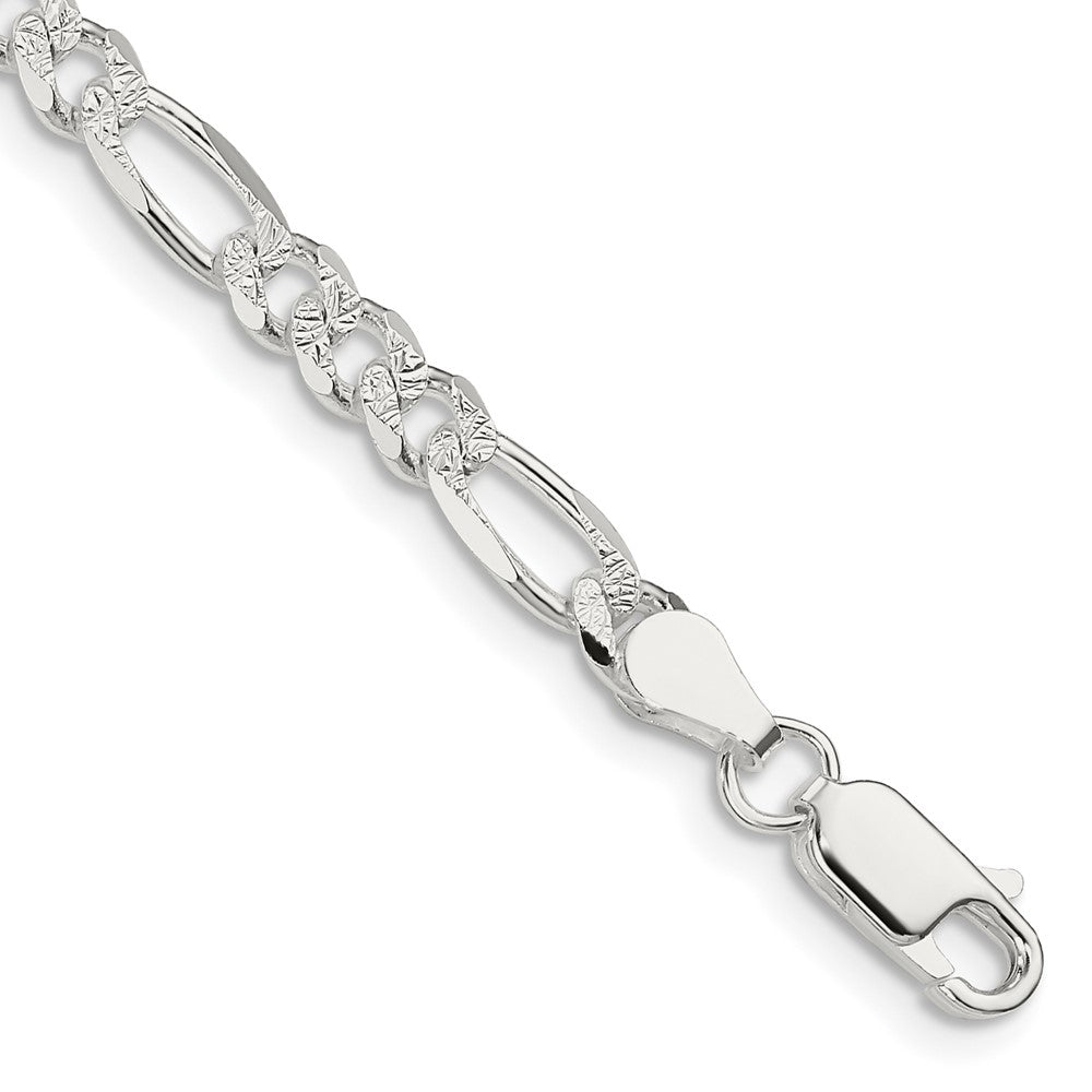 Sterling Silver 4.3mm Pavâ Flat Figaro Chain - 11