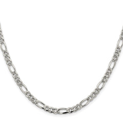 Sterling Silver Rhodium-plated 4.3mm Pavâ Flat Figaro Chain - 10