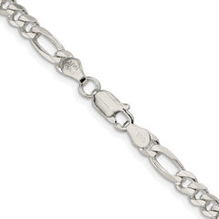 Sterling Silver Rhodium-plated 4.3mm Pavâ Flat Figaro Chain - 10