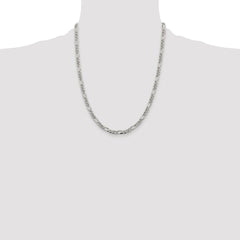Sterling Silver Rhodium-plated 4.3mm Pavâ Flat Figaro Chain - 10