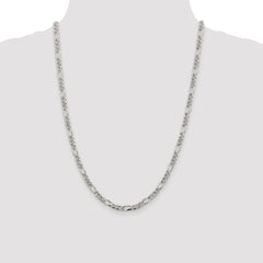 Sterling Silver Rhodium-plated 4.3mm Pavâ Flat Figaro Chain - 8