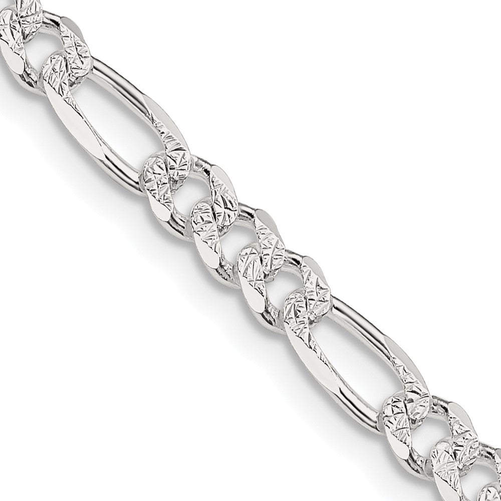 Sterling Silver 4.3mm Pavâ Flat Figaro Chain - 10