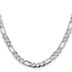 Sterling Silver 5.5mm Pav‚ Flat Figaro Chain