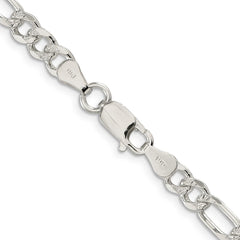 Sterling Silver 5.5mm Pavâ Flat Figaro Chain - 9