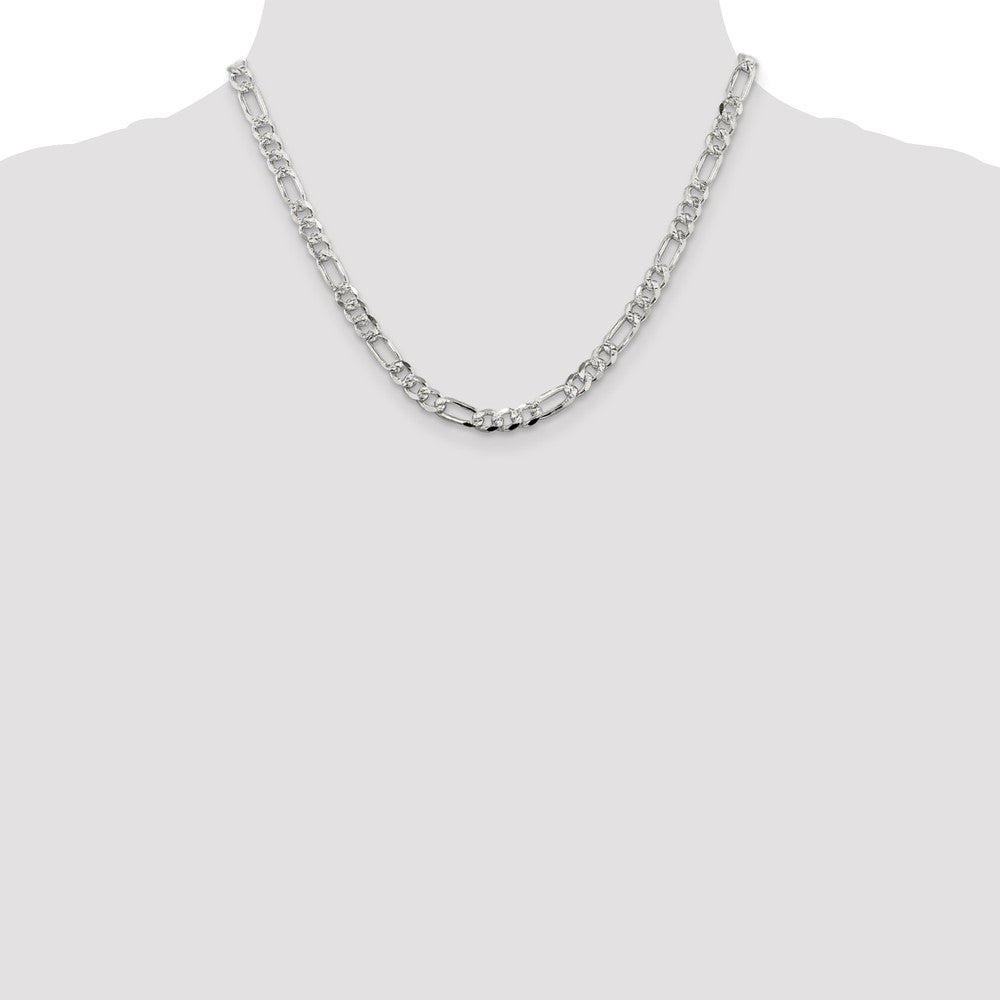 Sterling Silver 5.5mm Pav‚ Flat Figaro Chain