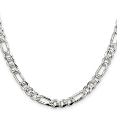 Sterling Silver Rhodium-plated 5.5mm Pavâ Flat Figaro Chain - 9