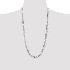 Sterling Silver Rhodium-plated 5.5mm Pave Flat Figaro Chain
