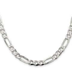 Sterling Silver 7.0mm Pavâ Flat Figaro Chain - 10