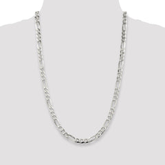 Sterling Silver 6.75mm Pav‚ Flat Figaro Chain