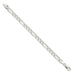Sterling Silver 7.0mm Pavâ Flat Figaro Chain - 11