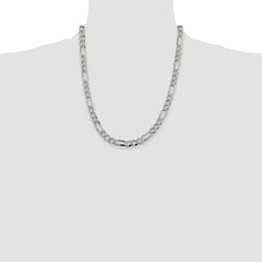 Sterling Silver Rhodium-plated 7.25mm Pavâ Flat Figaro Chain - 2