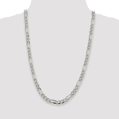 Sterling Silver Rhodium-plated 7.25mm Pavâ Flat Figaro Chain - 3