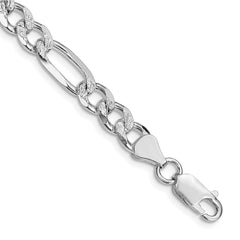Sterling Silver Rhodium-plated 7.25mm Pave Flat Figaro Chain - 2