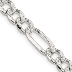 Sterling Silver 7.25mm Pavâ Flat Figaro Chain - 2