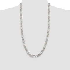 Sterling Silver Rhodium-plated 8mm Pave Flat Figaro Chain - 2