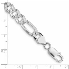 Sterling Silver Rhodium-plated 8mm Pavâ Flat Figaro Chain - 2