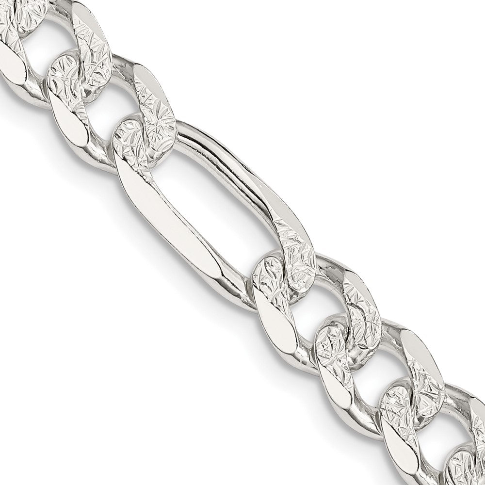 Sterling Silver 8mm Pavâ Flat Figaro Chain - 4
