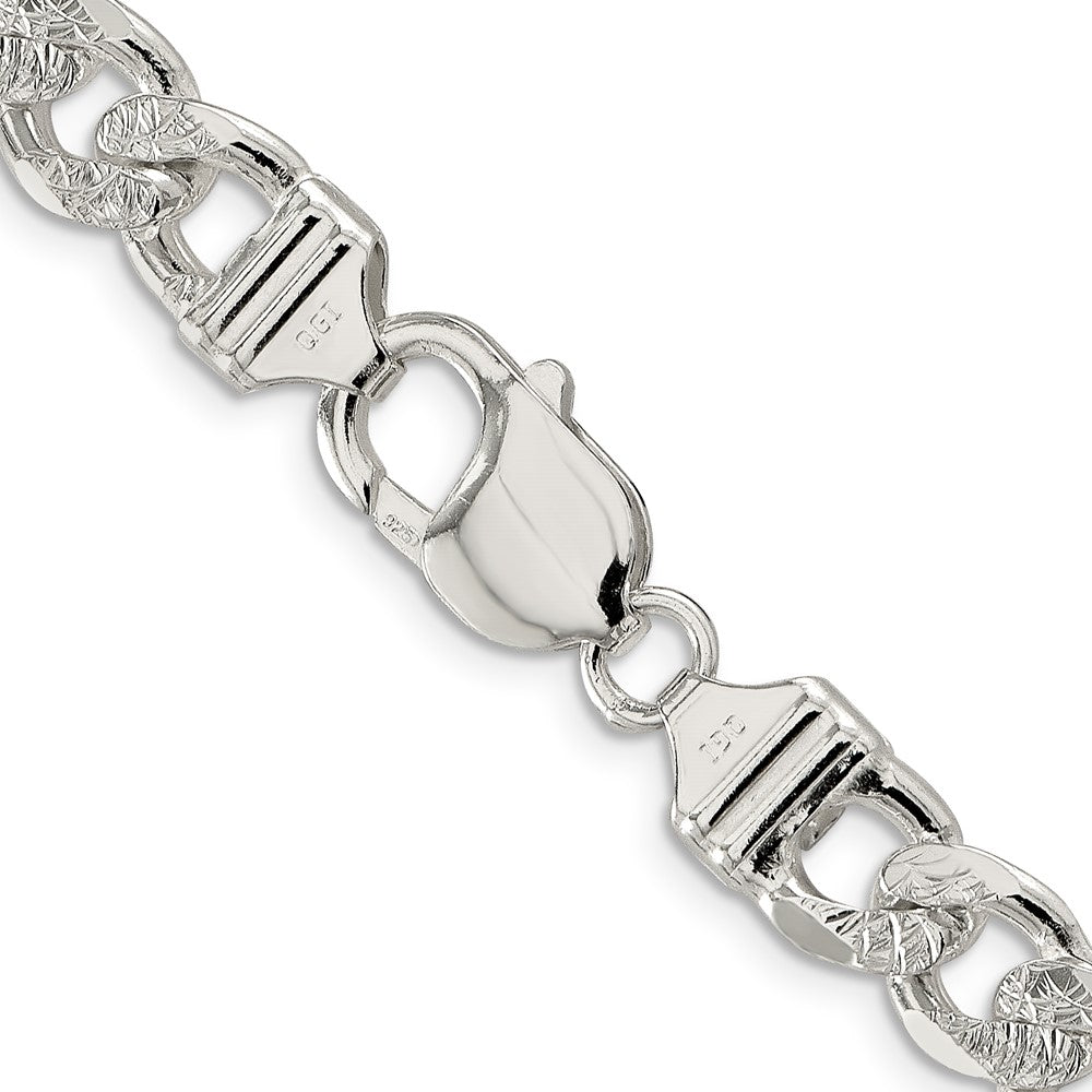 Sterling Silver 9.5mm Pav‚ Flat Figaro Chain