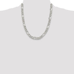 Sterling Silver 9.5mm Pavâ Flat Figaro Chain - 2