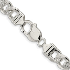 Sterling Silver Rhodium-plated 9.5mm Pavâ Flat Figaro Chain