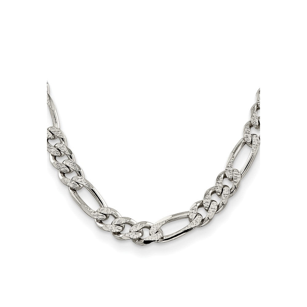 Sterling Silver 11.0mm Pav‚ Flat Figaro Chain