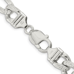 Sterling Silver 11.0mm Pav‚ Flat Figaro Chain