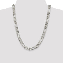 Sterling Silver 11.0mm Pav‚ Flat Figaro Chain