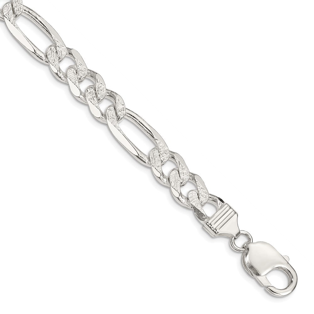 Sterling Silver 11.0mm Pavâ Flat Figaro Chain - 4