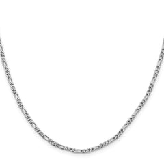Sterling Silver Rhodium-plated 2.5mm Figaro Chain - 9