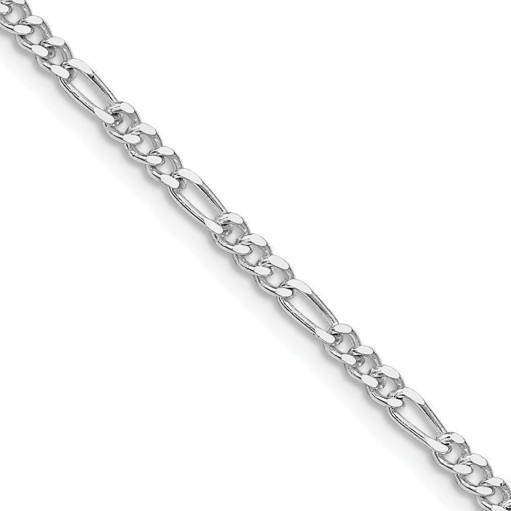 Sterling Silver Rhodium-plated 2.5mm Figaro Chain - 9
