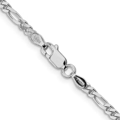 Sterling Silver Rhodium-plated 2.85mm Figaro Chain - 3