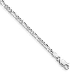 Sterling Silver Rhodium-plated 2.85mm Figaro Chain - 8