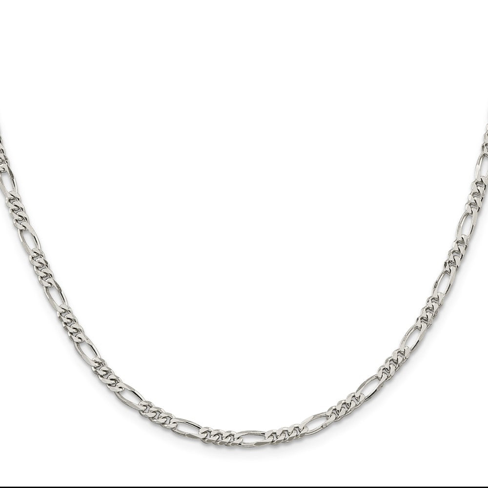 Sterling Silver Rhodium-plated 3.5mm Figaro Chain