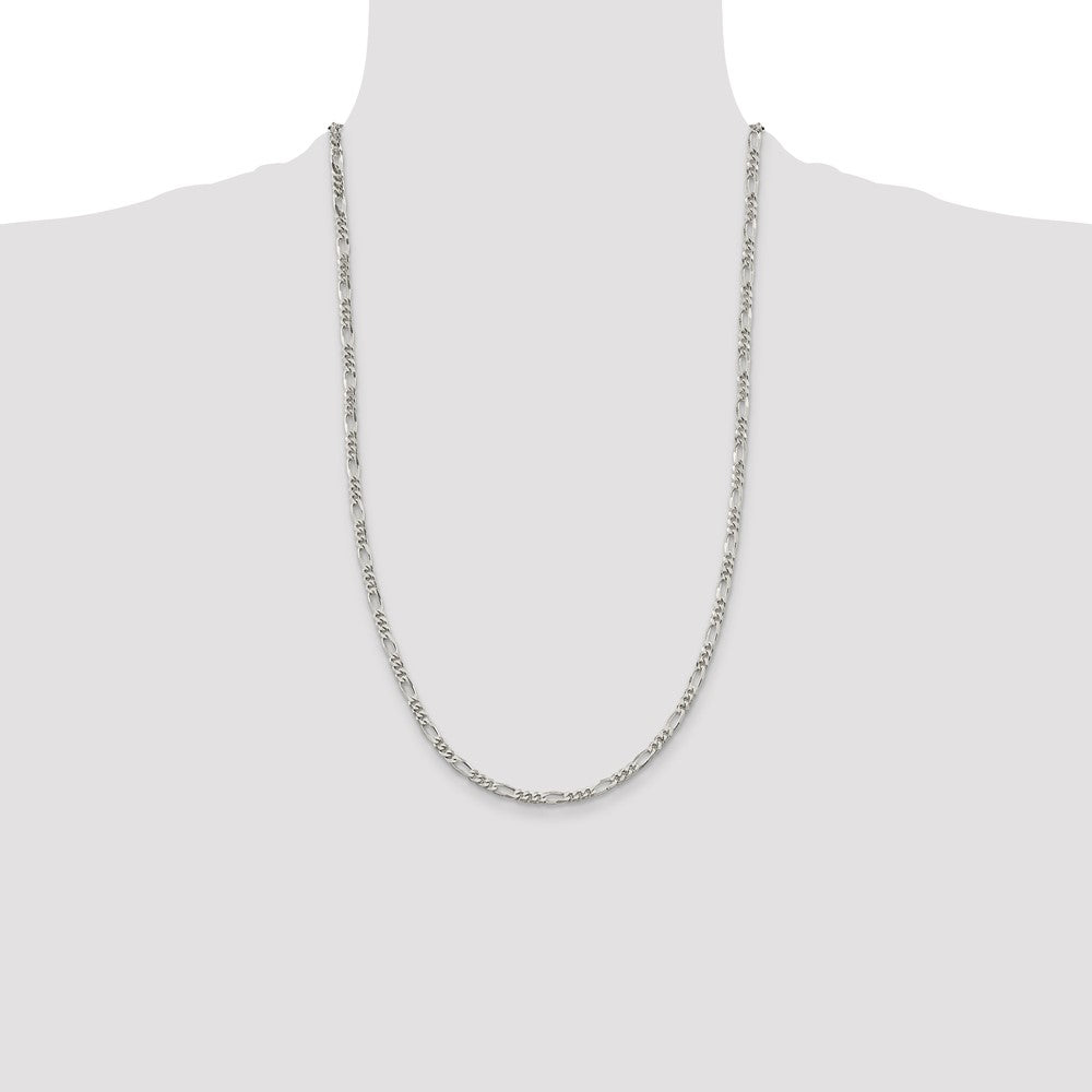 Sterling Silver Rhodium-plated 3.5mm Figaro Chain