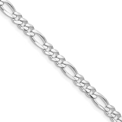 Sterling Silver Rhodium-plated 4.5mm Figaro Chain - 8