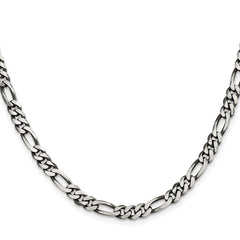 Sterling Silver Antiqued 5.5mm Figaro Chain - 8