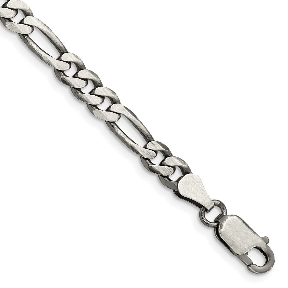 Sterling Silver Antiqued 5.5mm Figaro Chain - 3