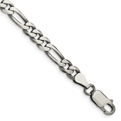 Sterling Silver Antiqued 5.5mm Figaro Chain - 4