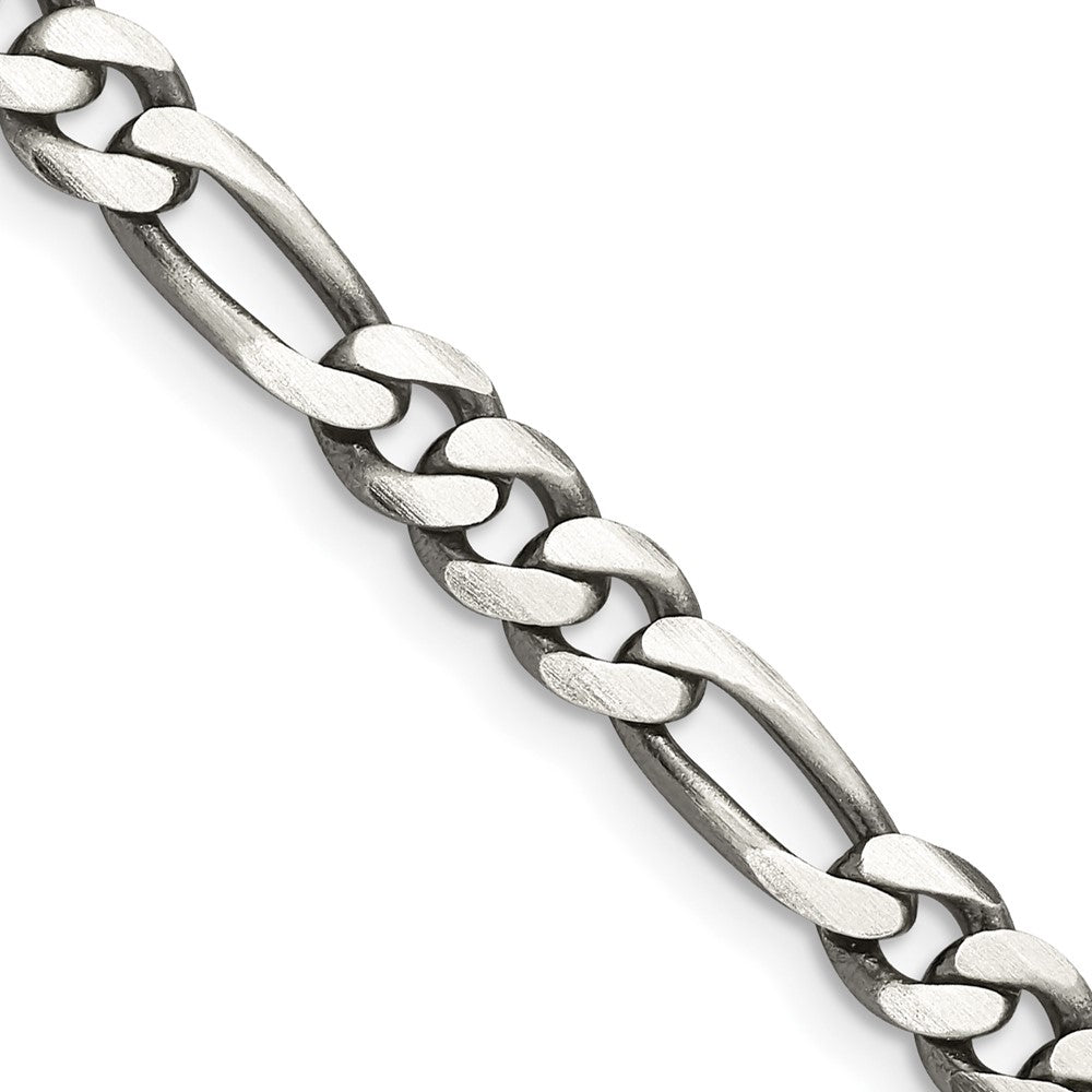 Sterling Silver Antiqued 5.5mm Figaro Chain - 8