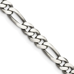 Sterling Silver Antiqued 5.5mm Figaro Chain - 8