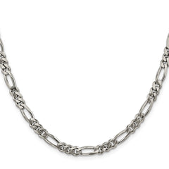 Sterling Silver Rhodium-plated 5.25mm Figaro Chain - 9