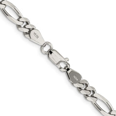 Sterling Silver Rhodium-plated 5.25mm Figaro Chain - 9