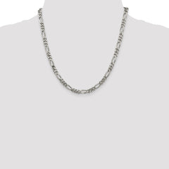 Sterling Silver Rhodium-plated 5.25mm Figaro Chain - 9