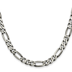 Sterling Silver Antiqued 6.5mm Figaro Chain - 7