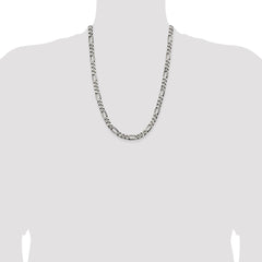Sterling Silver Antiqued 6.5mm Figaro Chain - 6