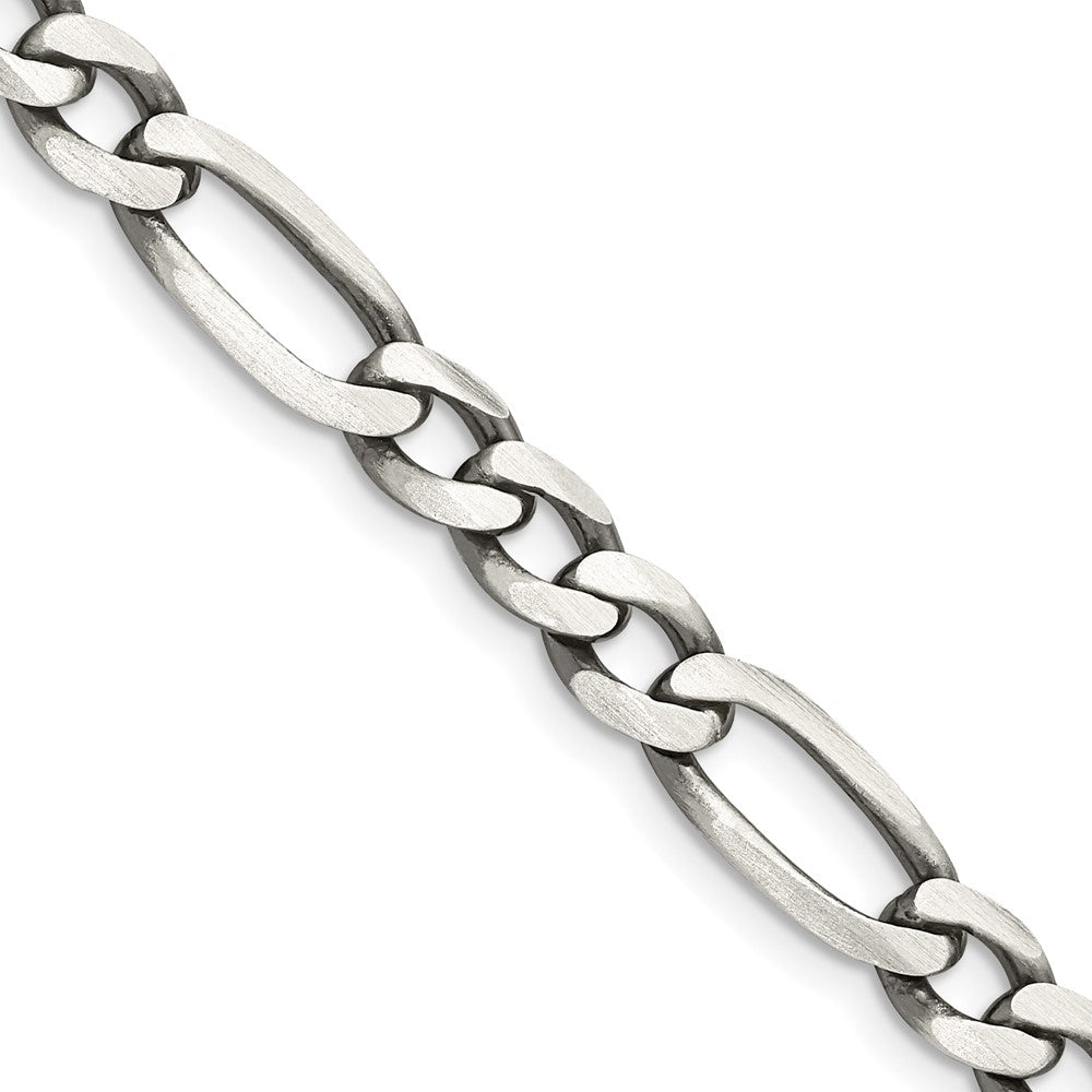 Sterling Silver Antiqued 6.5mm Figaro Chain - 7