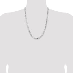 Sterling Silver Rhodium-plated 6.5mm Figaro Chain - 8