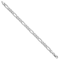 Sterling Silver Rhodium-plated 6.5mm Figaro Chain - 7