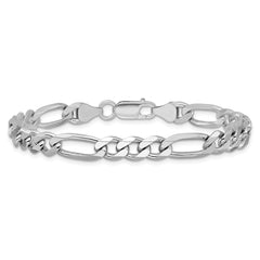 Sterling Silver Rhodium-plated 6.5mm Figaro Chain - 7